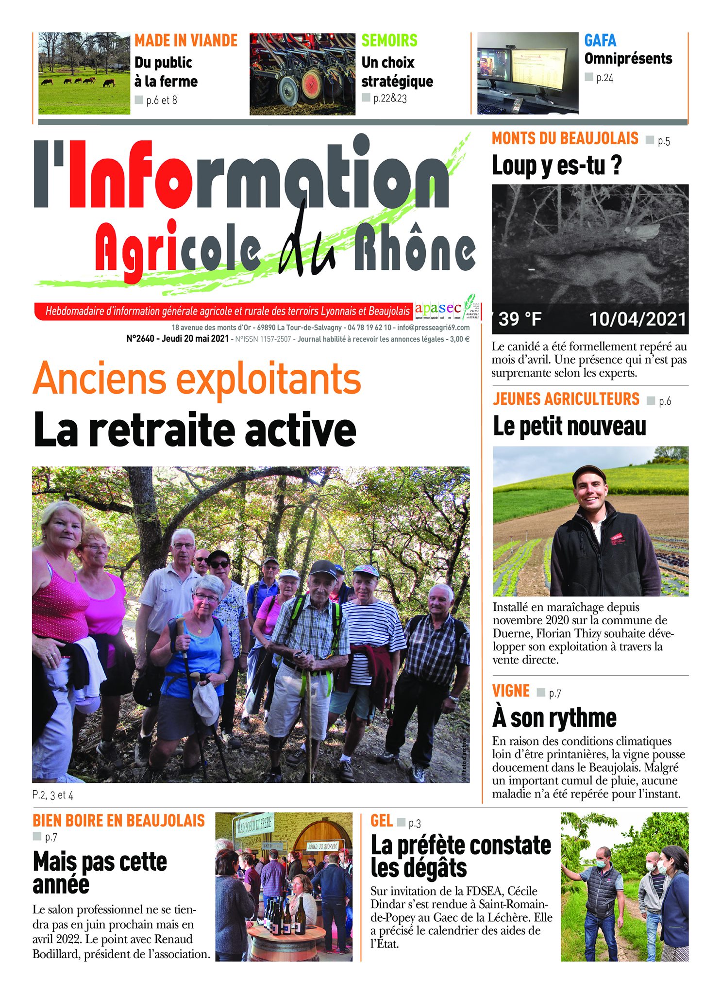 Information Agricole du Rhône papier bimensuelle et numérique (1 an)  = 152 € 